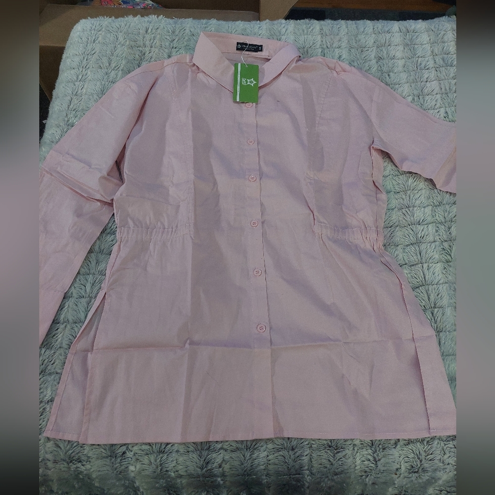 Nwt spring‎ season button-down long sleeve shirt medium pink